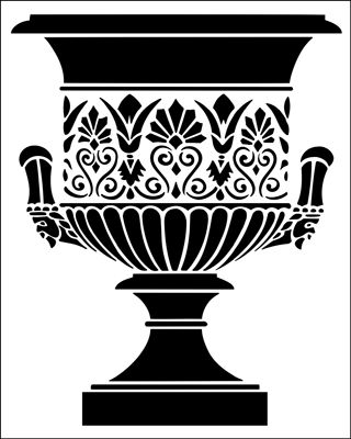 Urn No 4 stencil from The Stencil Library ARCHITECTURE range. Buy stencils online. Stencil code AR69. Uk Architecture, Stencils Online, Dibujo Simple, Greek Pattern, Spoon Crafts, Library Architecture, Ancient Greek Art, Baroque Pattern, Flower Stencil