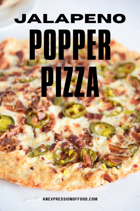 This bacon jalapeno popper pizza recipe is sure to be a hit! This easy recipe turns classic jalapeño poppers into pizza form, creating a fun, spicy, and delicious homemade pizza perfect for game day, movie night, parties, and more! Jalapeno Popper Flatbread, Jalapeno Popper Pizza Recipe, Jalepeno Popper Pizza, Ricotta Cheese Pizza, Jalapeno Popper Pizza, Almond Flour Pizza Crust, Bacon Jalapeno Poppers, Sourdough Pizza Crust, Homemade Garlic Butter