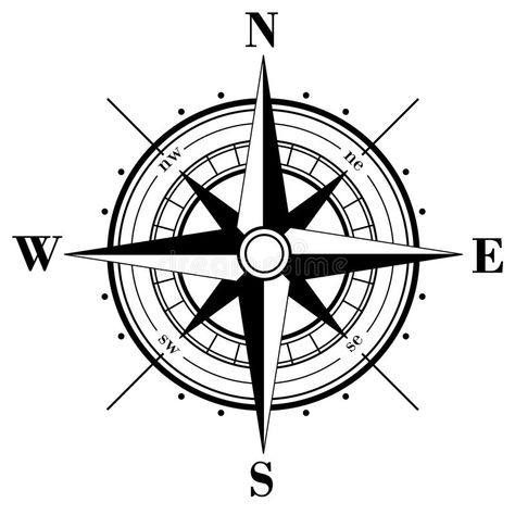 Compass Rose stock illustration Compass Drawing, Compass Symbol, Compass Art, Nautical Star, Mariners Compass, Wind Rose, Nautical Compass, Rose Illustration, Trash Polka