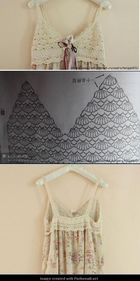 heaps of lovely lacy crochet yokes at crochet plaisir Lingerie Crochet, Virkning Diagram, Crochet Lingerie, Crochet Yoke, Haken Baby, Crochet Fabric, Crochet Woman, Crochet Diagram, Crochet Top Pattern