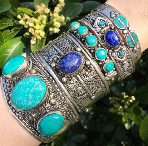 Turquoise & Lapis Lazuli Stacking ॐ www.ohmboho.com ॐ Lapis Lazuli, Beautiful Bracelet, Turquoise Bracelet, Cuff Bracelets, Cuff, Turquoise