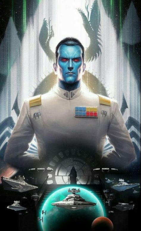 Admiral Thrawn Admiral Thrawn, Grand Admiral Thrawn, Star Wars Poster, Star Wars, Deviantart, Paint, Hair, Blue