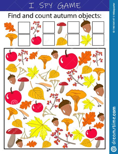 Numeracy Activities Preschool, Autumn Worksheets For Kids, Autumn Objects, Math Worksheet For Kindergarten, Worksheet For Kindergarten, Fall Worksheets, Numeracy Activities, Visual Perception Activities, Kids Math