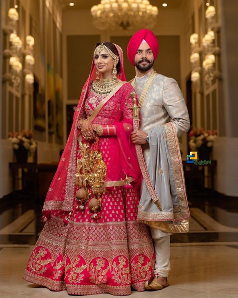 Punjabi Sherwani Grooms, Punjabi Wedding Couple Poses, Shadi Images, Lehnga Photoshoot Poses, Wedding Closeup, Bridal Sketches, Traditional Poses, Bride And Groom Images, Marriage Poses