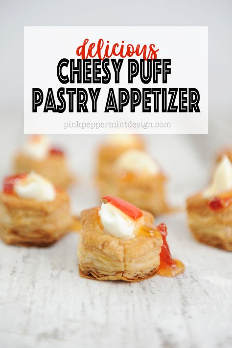 Cream Cheese Pepper Jelly Puff Pastry, Cream Cheese And Pepper Jelly, Cheese And Pepper Jelly, Easy Appetizers For A Party, Puff Pastry Cream, Cheesy Puff Pastry, Puff Pastry Recipes Appetizers, Appetizers For A Party, Cream Cheese Puff Pastry