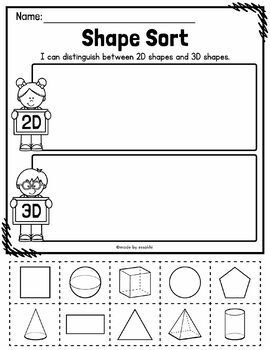 2D and 3D Shapes Worksheets | FREEBIE! by Made by Essakhi | TPT 2d And 3d Shapes Worksheet, Maths Shapes, 3d Shapes Names, 3d Shapes Activities, 3d Shapes Worksheets, Creative Curriculum Preschool, 2d Shapes Activities, Shapes Worksheet Kindergarten, Shape Activities