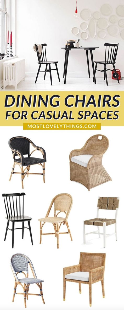 There are many options for chairs to create casual dining spaces. Many homeowners and designers have said good-bye to the formal dining spaces that were once the norm for most homes. We currently have the Tucker chairs in our dining room with a farm table. What I love about the Tucker chairs is that they really go with any style and are perfectly proportioned. Find the perfect casual dining chairs that will fit your space. Casual Dining Chairs, Modern Farmhouse Dining Room Decor, Boho Dining Room Decor, Casual Dining Room, Boho Dining Room, Farmhouse Dining Rooms Decor, Modern Farmhouse Dining, Casual Dining Rooms, Chair Options