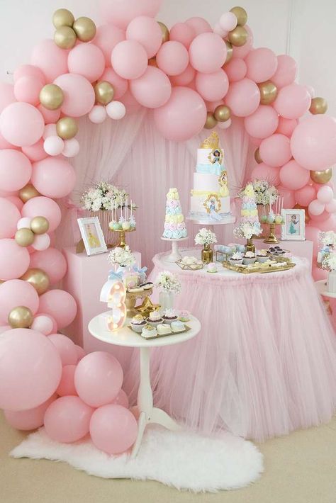 Elsa, Yasmin and Bella Birthday Party Ideas | Photo 1 of 12 | Catch My Party Royal Princess Birthday Party Decoration, First Birthday Decoration Ideas, Royal Fiveness, Princess Birthday Decorations, 1st Birthday Princess, Princess First Birthday, Princess Birthday Party Decorations, 1st Birthday Girl Decorations, Disney Princess Birthday Party