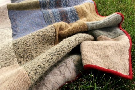 Upcycled Sweater Blanket, Felted Wool Blanket, Wool Blanket Upcycle, Big Blankets, Sweater Quilt, Sweater Blanket, Merchant And Mills, Recycled Sweaters, Unique Blankets