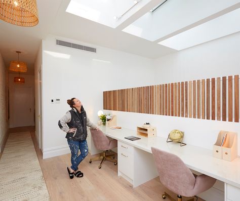 Bringing the light into Andy & Deb’s studio and hallway on level 3 of their house, is the sensational skylight we saw in kitchen week. The skylight frames are #madefromTRUECOREsteel. #theblock #ontopofTheBlock #TRUECOREsteel #theInnerStrength #AndyandDeb #PaidPartnership Calming Bedroom, Hall Runner, Study Nook, Contemporary Coastal, Relaxing Bedroom, Rooms Reveal, Wet Rooms, Formal Living Rooms, Formal Living