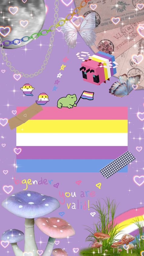 #bigender #bigenêro #trans #pride #rigths #nb #nonbinary Bigenero Flag, Bigender Aesthetic, Bigender Wallpaper, Logan Core, Bigender Flag, Lgbtq Wallpaper, Lgbtq Wallpapers, Pride Wallpapers, Pride Stuff