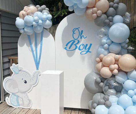 #elephantthemebabyshower • Instagram Base Decoration Ideas, Little Peanut Baby Shower Ideas, Blue Elephant Baby Shower Ideas, Elephant Birthday Theme, Baby Shower Elephant Theme Boy, Elephant Baby Shower Theme Boy, Elephant Cut Out, Baby Kiwi, Decorations For Baby Shower