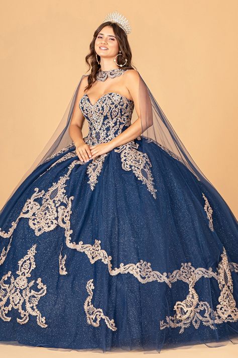 Quinceniera Dresses Strapless Long Sparkling Quinceniera Dress Lilac Navy Blue Quinceanera Dresses With Gold, Navy Blue And Gold Quinceanera Dresses, Blue And Gold Quinceanera Dress, Midnight Blue Quinceanera Dresses, Navy Blue Quinceanera Dresses, Quince Stuff, Quinceanera Photoshoot, Quinceañera Ideas, Quinceanera Planning