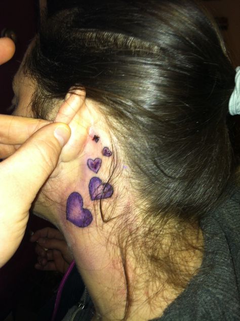 Purple hearts tattoo Purple Heart Tattoo For Women, Flower Tattoos Purple, Purple Hearts Tattoo, Viola Tattoo, Purple Heart Tattoo, Purple Heart Tattoos, Heart Tat, Hearts Tattoo, Heart Tattoos