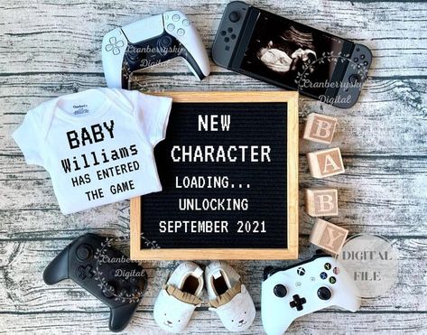 Digital Funny Video Game Player Pregnancy Announcement new | Etsy Gamer Baby Announcement, Gamer Pregnancy Announcement, Baseball Baby Announcement, Gamer Baby, Announcement Pictures, Baby Announcement To Husband, Unique Pregnancy Announcement, Baby Announcement Photoshoot, Creative Pregnancy Announcement