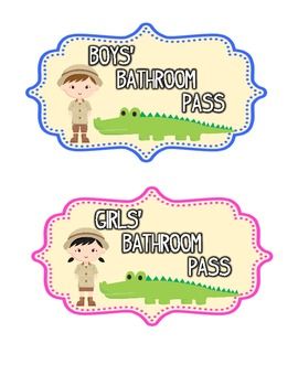 Bathroom Passes For Classroom, Bathroom Pass, Hall Pass, Deer Creek, Boys Bathroom, Girls Bathroom, Farm Theme, Safari Theme, Jungle Theme