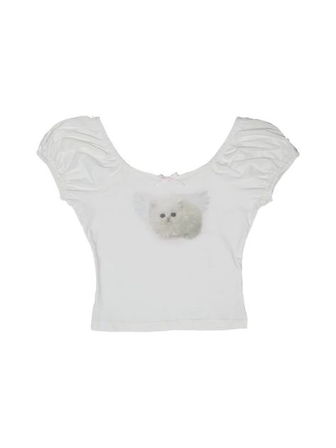 angelvoids White Tees Outfit, French Top, Future Clothes, Angel Cat, Cat Top, Heart Bag, Cat Tshirt, White Tops, T Shirt Top