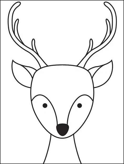 Reindeer Face Drawing, Easy Reindeer Drawing, Reindeer Drawing, Face Coloring, Painted Window Art, Face Tutorial, Deer Drawing, Kindergarten Art Projects, Reindeer Head