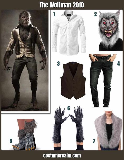 How To Dress Like The Wolfman Costume 2010 Guide For Cosplay & Halloween Werewolf Outfit Men, Werewolf Costume For Men, Wolfman Costume, Werewolf Cosplay, Brown Suit Vest, The Wolfman 2010, The Wolfman, Werewolf Costume, Costume Guide