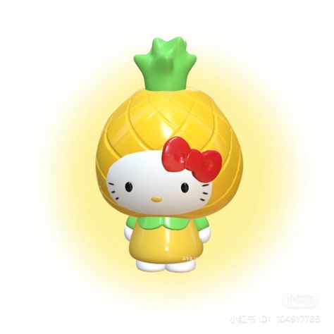 Hello Kitty Pineapple, Pineapple Aesthetic, Icons Hello Kitty, 3d Sanrio, Backgrounds For Phones, Pineapple Icon, Sanrio Stickers, Pink Twitter, Gradient Icon