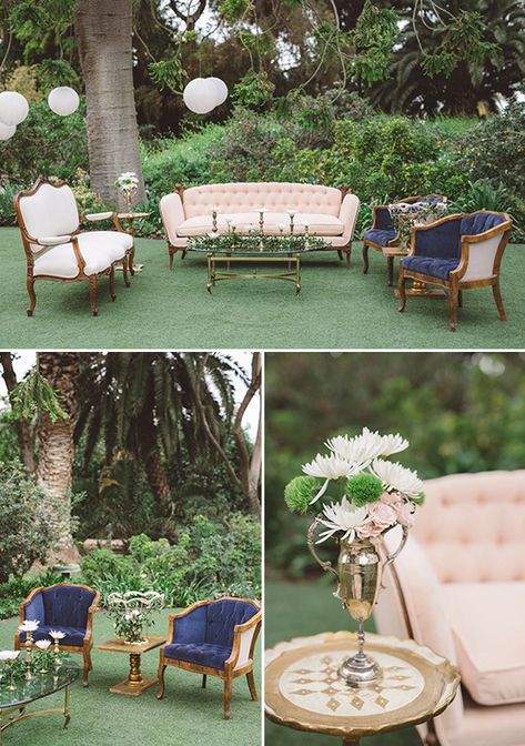 cute and comfy seating area @weddingchicks Outdoor Wedding Seating, Wedding Lounge Seating, Rustic Outdoor Spaces, Pretty Punch, Elegant Vintage Wedding, Lounge Seating Area, Farmhouse Table Chairs, Most Comfortable Office Chair, Toddler Table And Chairs