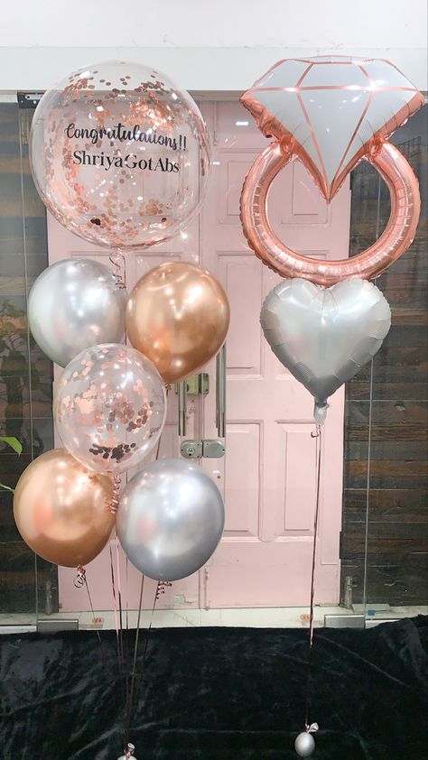 Bride To Be Decoration Ideas At Home, Bride To Be Decoration Ideas, Birthday Candle Photography, Congratulations Balloons, Bride To Be Decorations, Engagement Balloons, Nikah Decor, Congrats On Your Engagement, Made Of Honor