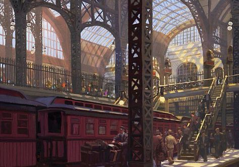 Train Station. Penn Station Nyc, Background References, Book Old, Train Station Architecture, Penn Station, Old Train Station, Medieval Architecture, Train Art, Old Train