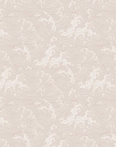 Luxurious modern wallpaper by Scandinavian design company, FEATHR, is now available at The Pattern Collective Japanese Wave Wallpaper, Wave Wallpaper, Pastel Pink Wallpaper, Japanese Wave, Ocean Spray, Japanese Waves, Waves Wallpaper, Bold Wallpaper, Chinoiserie Wallpaper