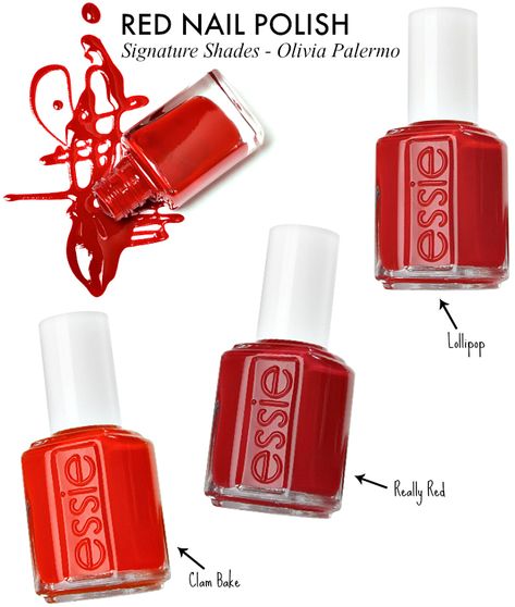 Olivia Palermo Signature Shades Red Nail Polish Essie, Opi Dark Red, Essie Lollipop, Red Opi Nails, Essie Red Nail Polish, Opi Red Nail Polish, Dark Red Nail Polish, Nail Polish Essie, Deep Red Nails