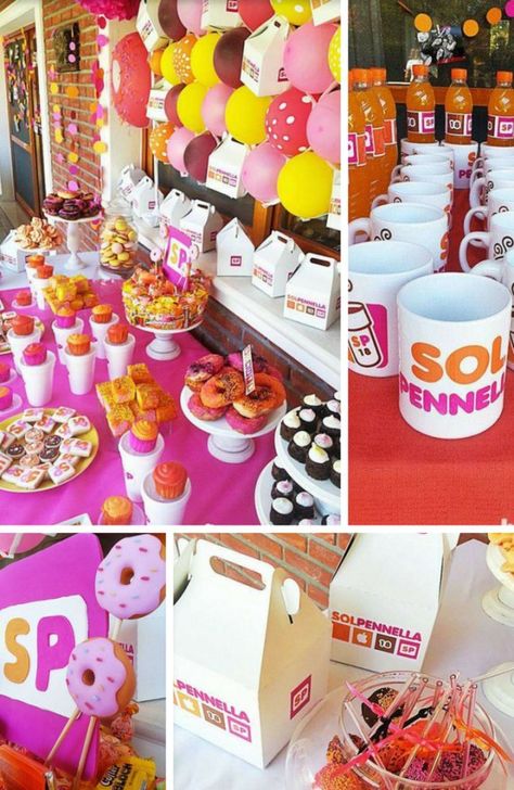 Dunkin Themed Birthday Party, Dunkin Donut Birthday Party, Dunkin Donuts Party Theme, Dunkin Donuts Themed Birthday Party, Dunkin Birthday Party, Dunkin Donuts Birthday Party, Dunkin Party, Dunkin Donuts Party, Donut Themed Party