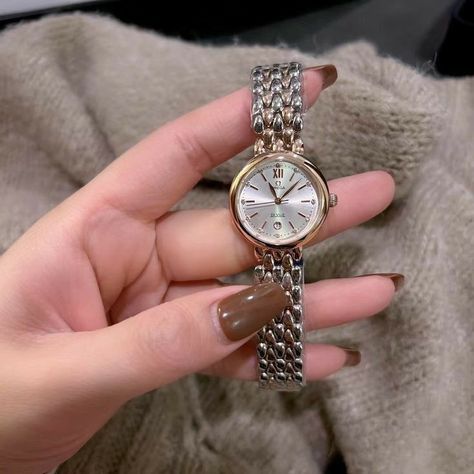 Stylish Watch For Women, Ladies Silver Watch, Watch For Women Aesthetic, Silver Gold Watch, Womens Omega Watch, Wache Design For Women, Gold Silver Watch, Fancy Watches For Women, Stylish Watches For Women Classy