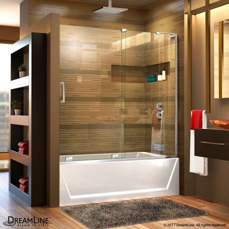 Mirage-X Sliding Tub Door Tub Door, Frameless Sliding Shower Doors, Bathtub Doors, Bad Inspiration, Tub Doors, Frameless Shower Doors, Sliding Shower Door, Frameless Shower, Wall Installation