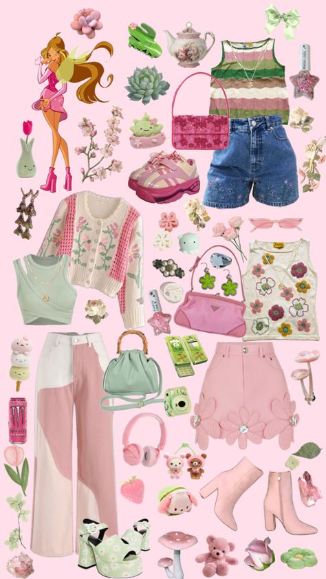 Fairy Clothes Inspired Outfits, Flora Inspired Outfits, Winx Club Aesthetic Outfits, Flora Outfits, 2025 Aesthetic, Winx Aesthetic, Earth Fairy, Club Look, Pretty Halloween Costumes