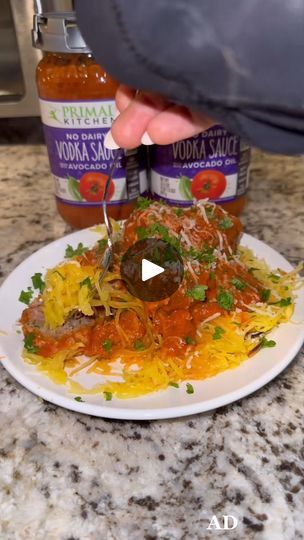 Parmesan Eggs, Meatball Spaghetti, Spaghetti Squash And Meatballs, Primal Kitchen, Vodka Sauce, Red Sauce, Spaghetti Squash, Parmesan Cheese, 2 Eggs