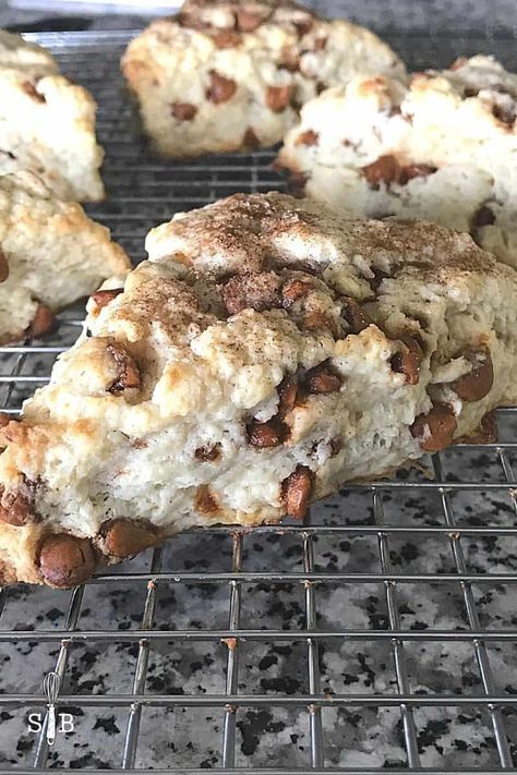 Cinnamon Chip Muffins, Sweet Scones Recipe, Cinnamon Scones Recipe, Cinnamon Chip Scones, Biscotti Recipes, Peach Scones, How To Make Scones, Cinnamon Scones, Savory Scones