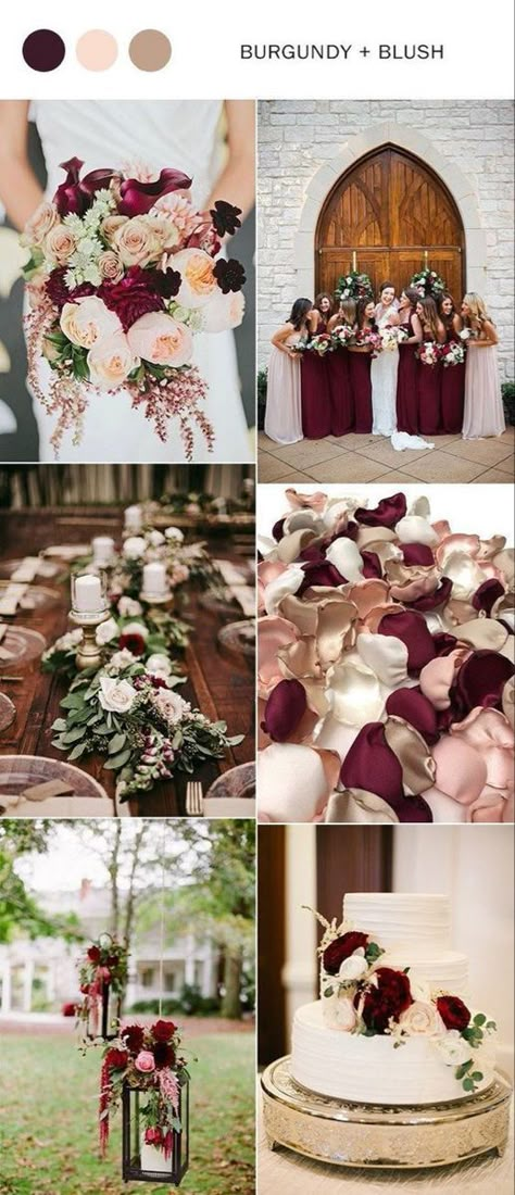 Burgundy Wedding Theme, Burgundy Wedding Colors, Blush Wedding Colors, Burgundy And Blush Wedding, Wedding Color Scheme, Trending Wedding, Winter Wedding Colors, Spring Wedding Colors, Summer Wedding Colors