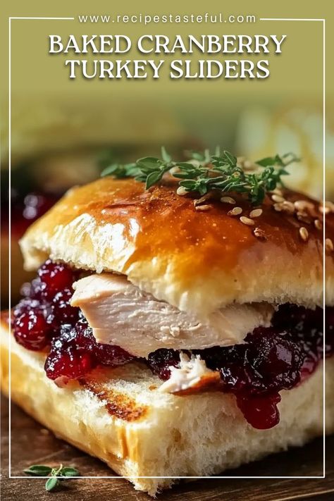 These Baked Cranberry Turkey Sliders combine leftover turkey, creamy Havarti cheese, and tangy cranberry sauce, all sandwiched between soft slider buns. Brushed with a savory butter mixture, they’re baked to perfection, making for a delicious and easy meal or appetizer. Perfect for using up Thanksgiving leftovers or as a flavorful snack for gatherings! Thanksgiving Sliders, Turkey Cranberry Sliders, Savory Butter, Cranberry Turkey, Turkey Sliders, Havarti Cheese, Thanksgiving Recipe, Cranberry Cheese, Slider Buns