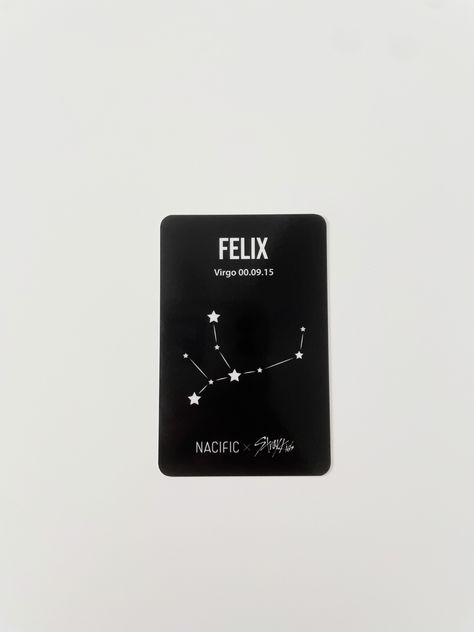 Felix Nacific, Pc Binder, Virgo Constellation, Tattoo Board, Lee Felix, Photo Card, Constellations, Photo Cards, Stray Kids