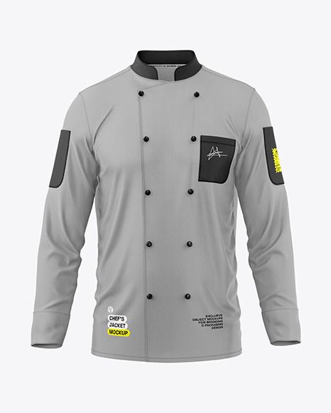 Men's Chef's Jacket Mockup – Front View Chef Coat Design Men, Chef Uniform Design Men, Chef Coat Design, Chef Jackets Design, Men's Chef Jacket, Jacket Mockup, Chef Coats, Chef Uniforms, Chef Jackets