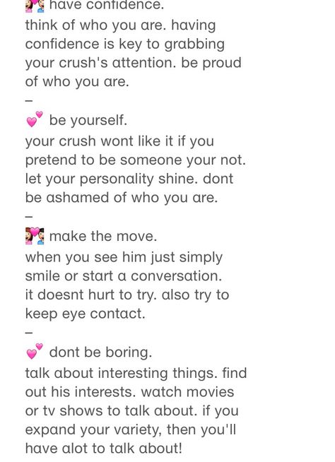 How to talk to your crush part 1 Small Talk With Your Crush, Things To Talk With Your Crush, Talking To Your Crush Tips, How Talk To Your Crush, How To Talk To Him Crush, Talk To Crush Tips, How To Talk To Him In Person, How To Speak To Your Crush, How To Admit To Your Crush You Like Them