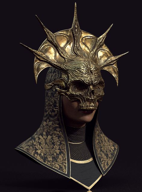 Dark Priestess, Fantasy Mask, Dark Mask, Make A Dragon, Dragon Age Characters, Zbrush Character, Dark Wizard, High Priestess, Head Mask