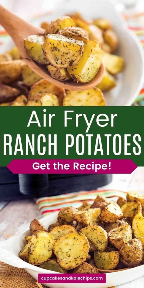 Air Fryer Recipes Meat, Air Fryer Recipes Vegetables, Easy Roasted Potatoes, Air Fry Potatoes, Potatoes Crispy, Air Fryer Recipes Breakfast, Air Fryer Recipes Snacks, Potatoes Roasted, Ranch Potatoes