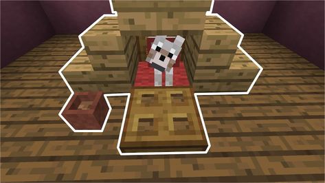 Minecraft Dog Kennel Ideas, Minecraft Pet Room Ideas Dog, Doghouse Minecraft Ideas, Minecraft Dog Room, Minecraft Dog House Ideas, Mini Dog House, Dog House Minecraft, Minecraft Bedding, Minecraft Dogs