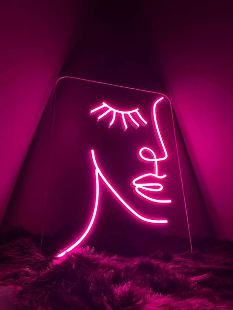 Face Neon Sign, Led Sign, Led Signs, Neon Sign, Woman Face, Pet Shop, Neon Signs, Neon, Ships