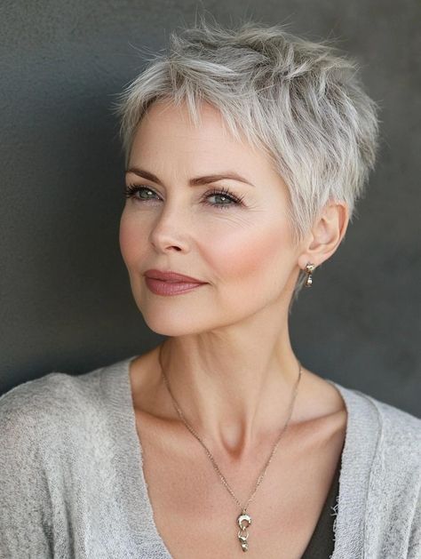 Pixie Hairstyles For Fine Hair, Stylish Bangs, Short Hairstyles For Older Women, Super Short Haircuts, Short Spiked Hair, Best Short Hairstyles, Blonde Bob Hairstyles, Hairstyles For Older Women, Really Short Hair