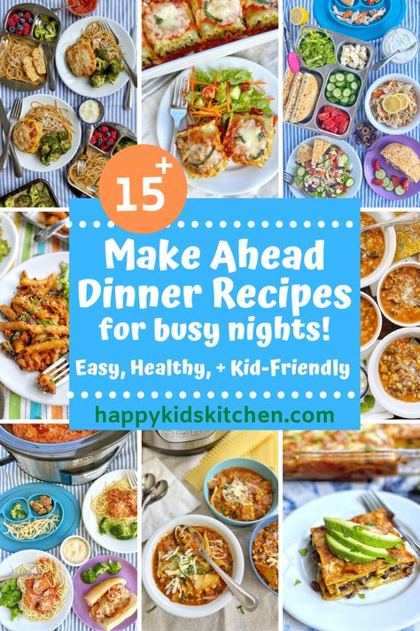 Easy, healthy and kid friendly, You need these 15 Make Ahead Dinner Recipes to make weeknight meals less stressful. Slow cooker, sheet pan, and one pot meals. Make Ahead Dinner Recipes, Gourmet Dinner Ideas, Dinner Ideas At Home, Veggie Enchilada Casserole, Kid Friendly Dinners Healthy, Freeze Ahead Meals, Veggie Enchiladas, Healthy Family Dinners, Gourmet Dinner