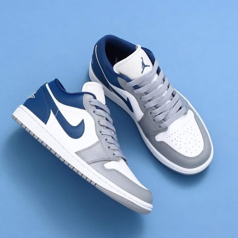 Blue And Grey Jordan 1 Outfit Women, Jordan Shoes Low, Nike Jordan Air 1 Low, Air Jordan 1 Low Blue, Jordan 1 Low Blue, Jordan 1 Low Grey, Blue Nike Shoes, Jordan Women, Gray Nike Shoes