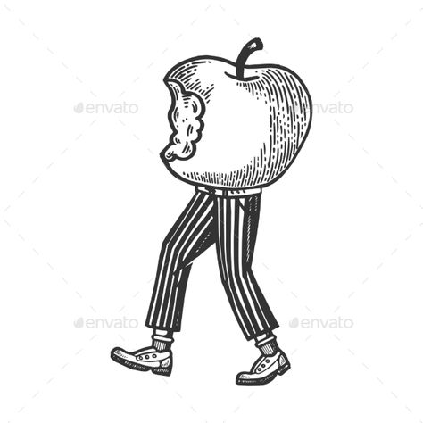 Eaten Apple Tattoo, Bitten Apple Drawing, Bitten Apple Tattoo, Apple Core Tattoo, Apple Tattoo Design, Apple Tattoos, Farmer Tattoo, Diy Tattoos, Bitten Apple