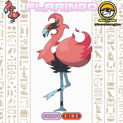 Leweka Region no Instagram: “FLARINGO (Flare + Flamingo) Classification: Flamingo Pokemon Tribe: Fairy/Fire Ability: Flash Fire/White Smoke Hidden Ability: Aroma…” Fire Ability, Fairy Fire, Wind Fairy, Pokemon Concept, Monster Island, Fire Type Pokémon, Bacon Art, Bird Pokemon, Pokemon Ideas