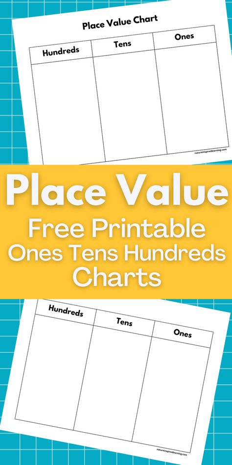 Place Value Charts Printable Free, Place Value Mats Free, Place Value Chart 1st Grade, Ones Tens Hundreds Chart, Place Value Chart Printable Free, Bullet Journal Reflection, Place Value Mat, Teaching Place Value, Journal Reflection